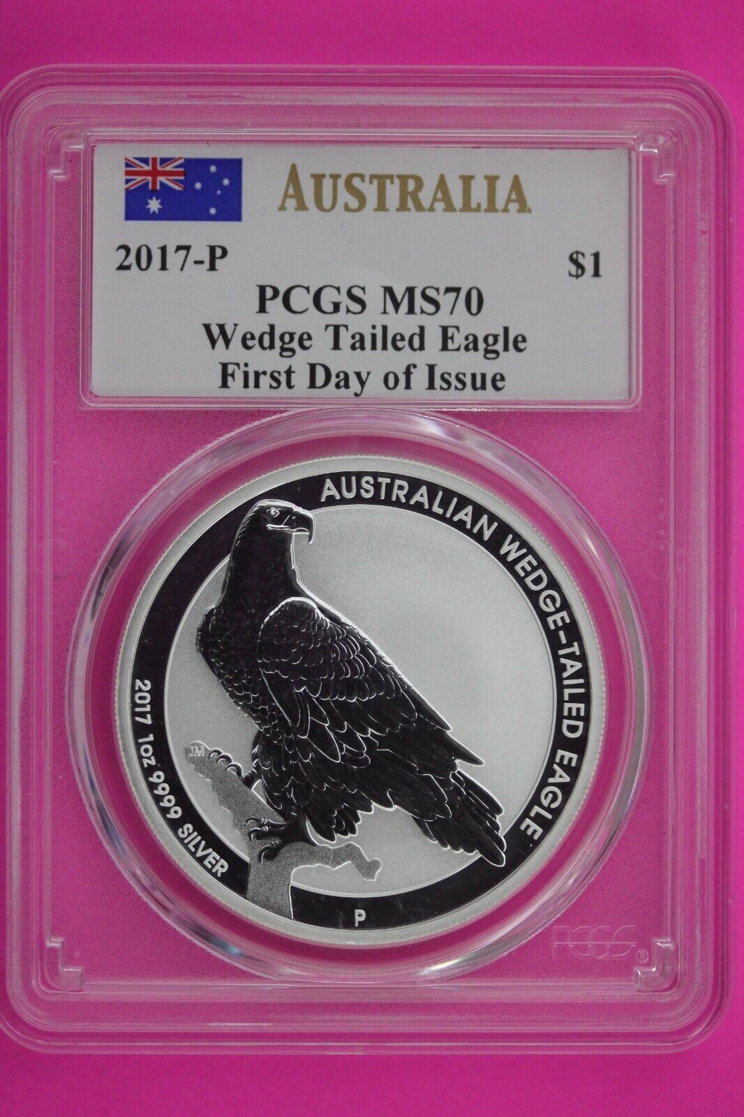 2017 P MS 70 Australia Wedge Tailed Eagle John Mercanti Signature $1 PCGS 584