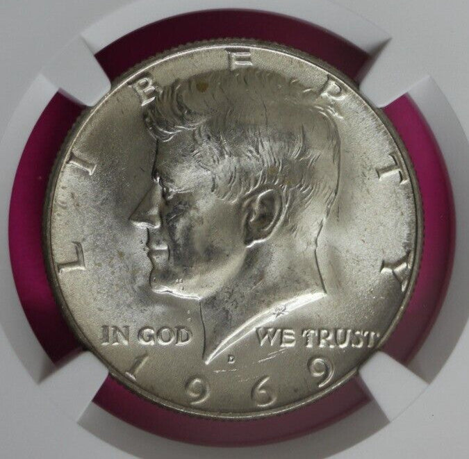 1969 D MS 64 Kennedy Half Dollar NGC Graded Certified Authentic Slab Silver 1381