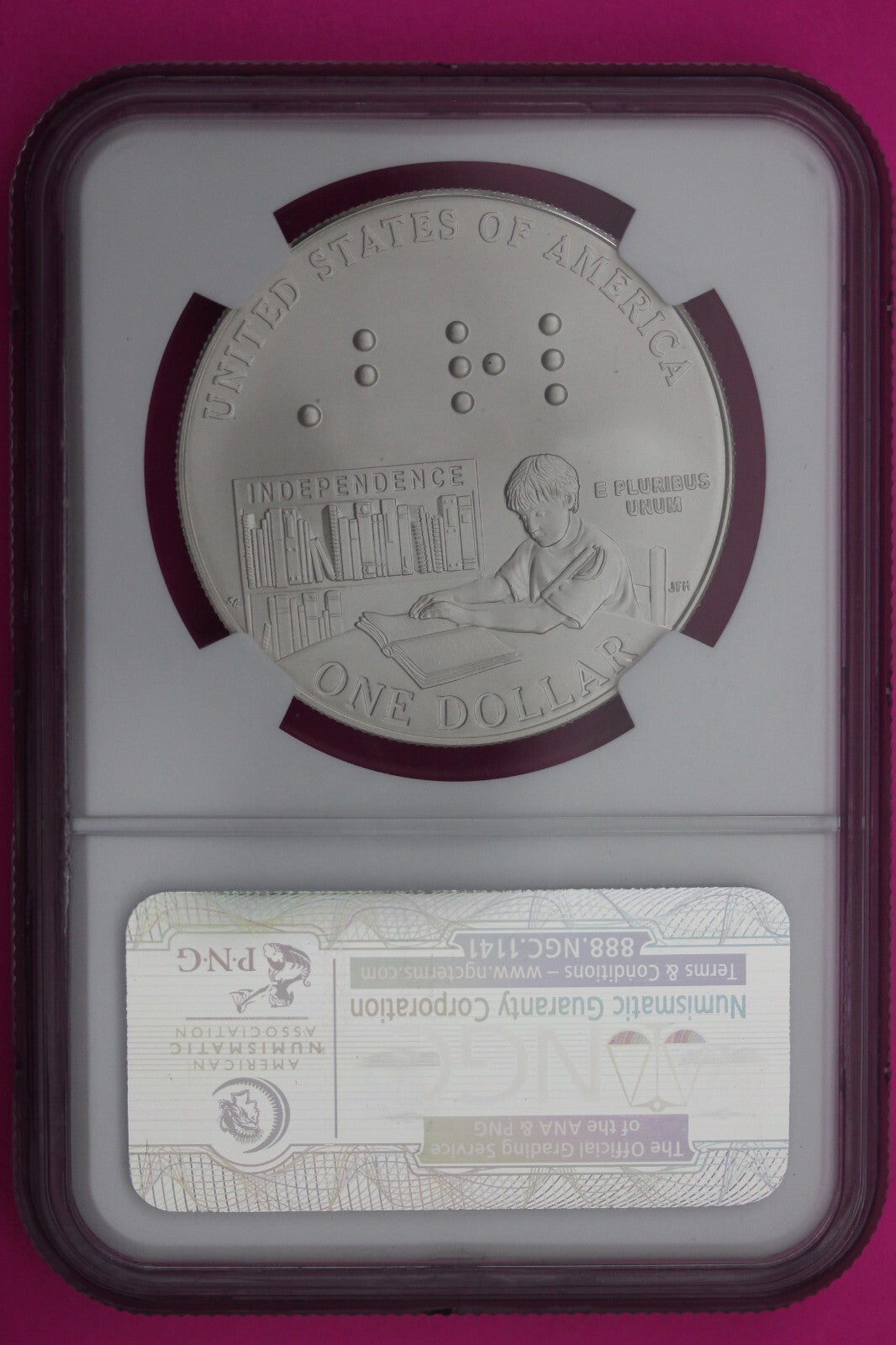 2009 P MS 70 Louis Braille Commemorative Silver Dollar NGC Graded Authentic 306