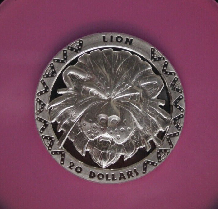2019 PF 70 2 Ounces Silver Lion High Relief 20 D Sierra Leone .999 Fine NGC 7047