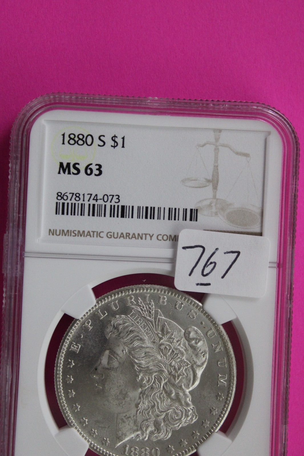 1880 S MS 63 Liberty Morgan Silver Dollar NGC Certified Graded Authentic 767