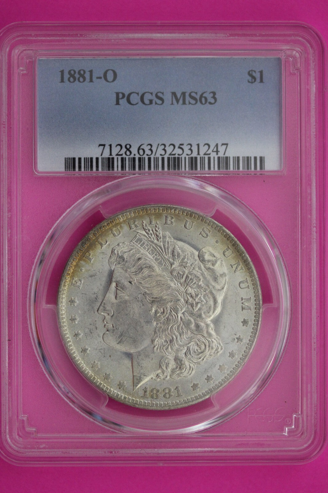 1881 O MS 63 Liberty Morgan Silver Dollar PCGS Certified Authentic Slab 852