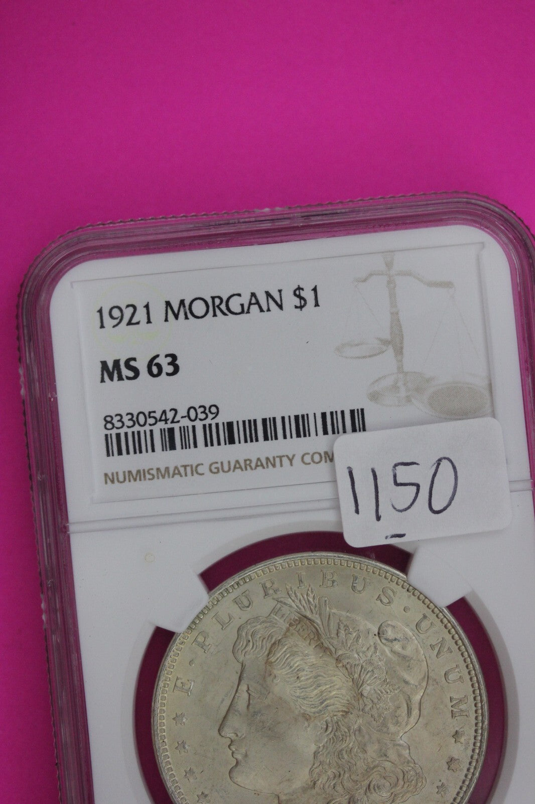1921 P MS 63 Liberty Morgan Silver Dollar NGC Certified Graded Authentic 1150