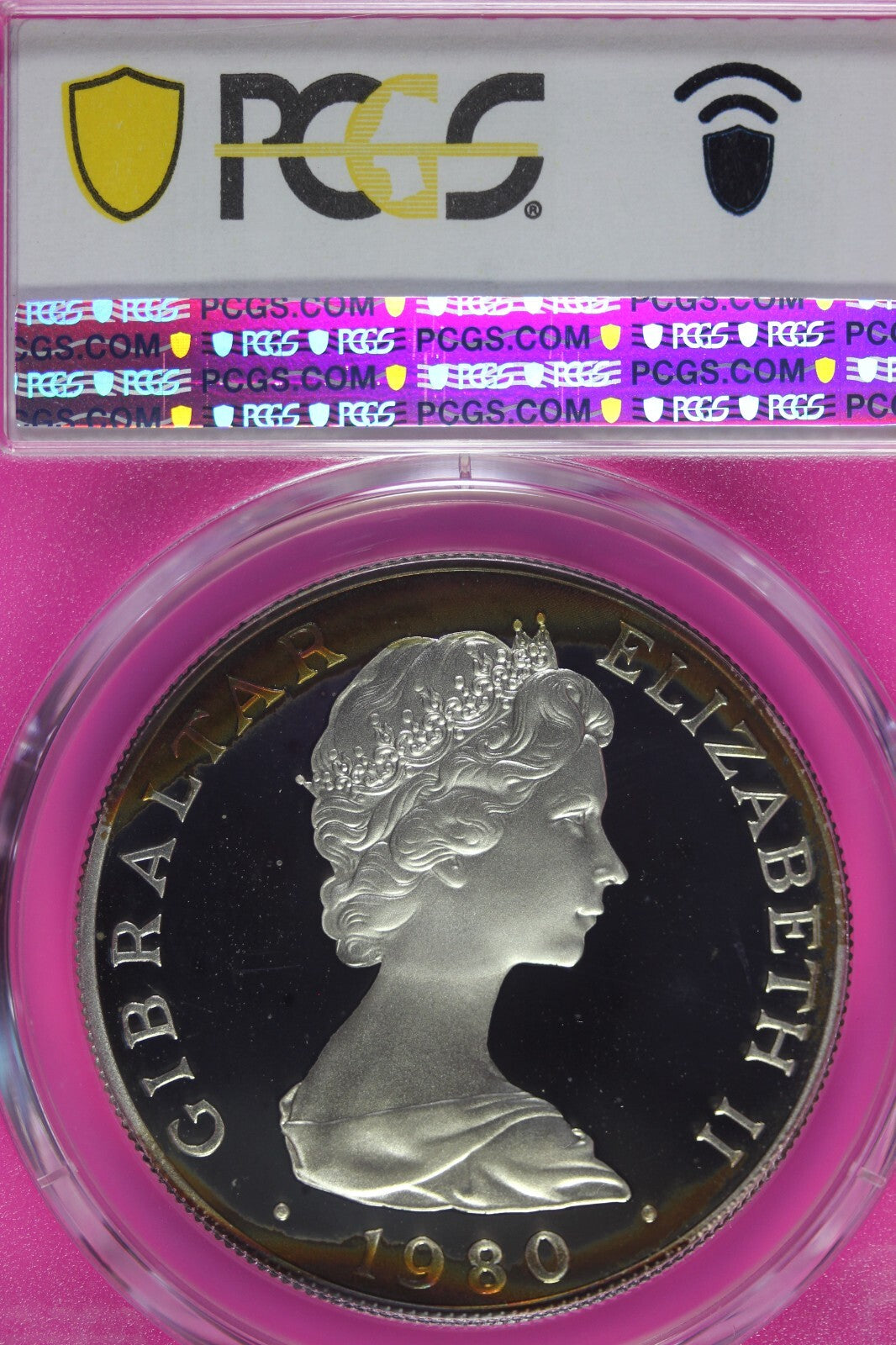 Toned 1980 PR 68 DCAM Crown Gibraltar PCGS Queen Elizabeth 80th Birthday 530