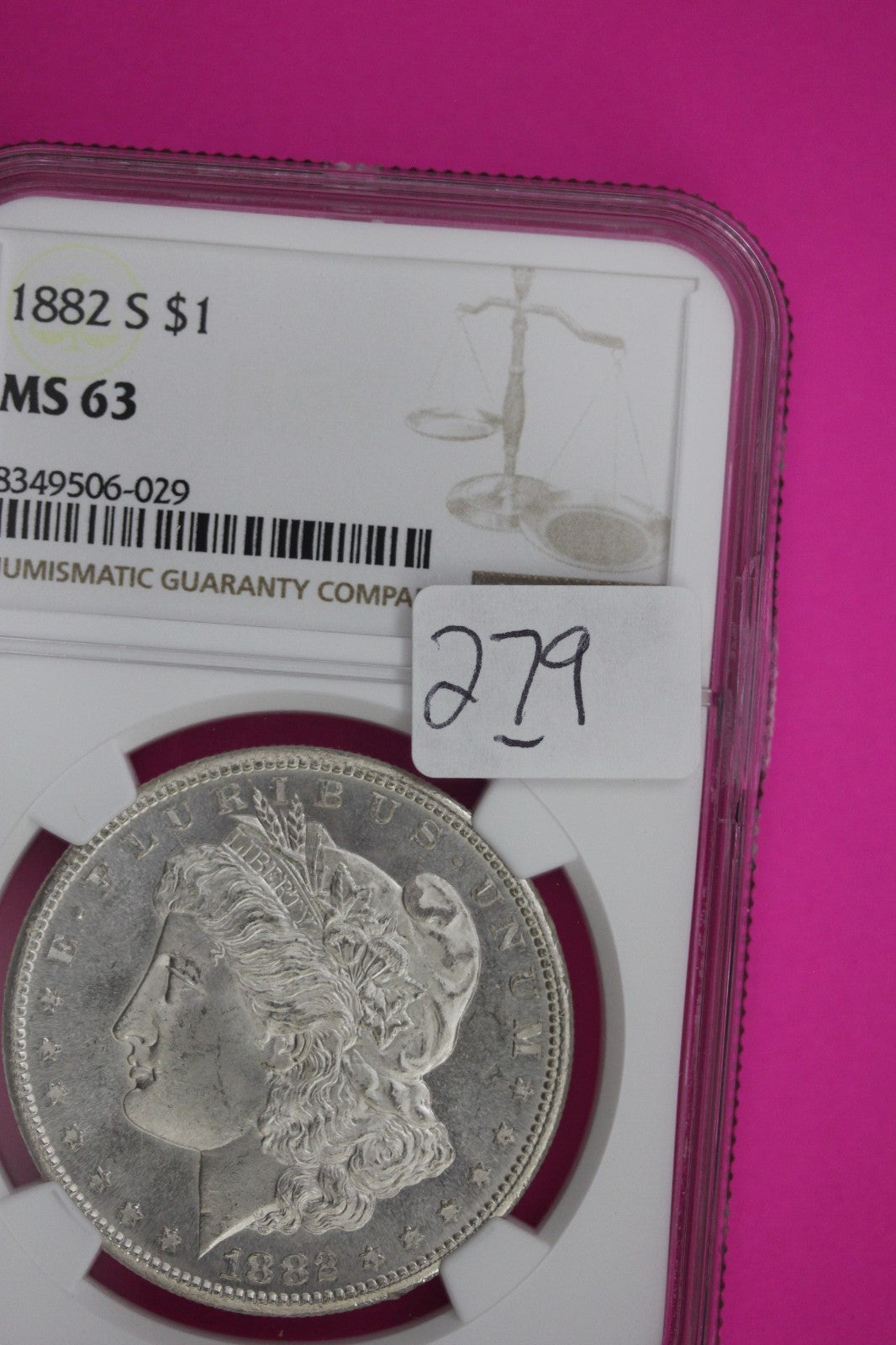 1882 S MS 63 Liberty Morgan Silver Dollar NGC Certified Graded Authentic 279