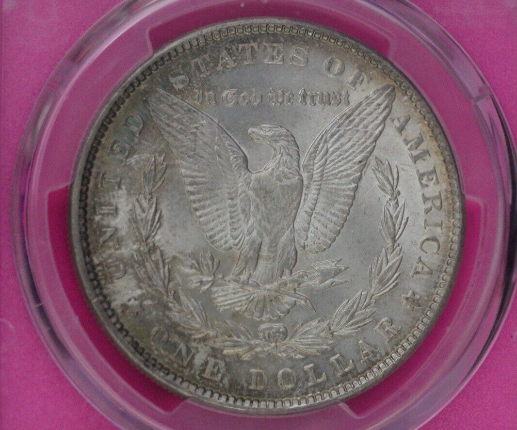 Toned 1889 P MS 63 Morgan Liberty Silver Dollar PCGS Certified Slab 38