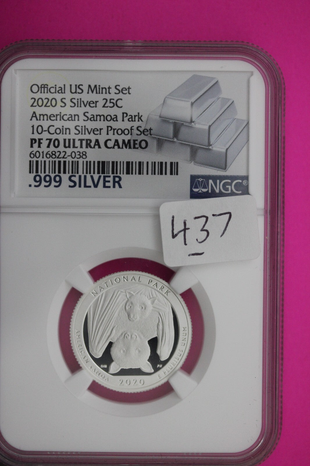 2020 S PF 70 Silver Quarter Deep Cameo America Samoa Park NGC From Mint Set 437