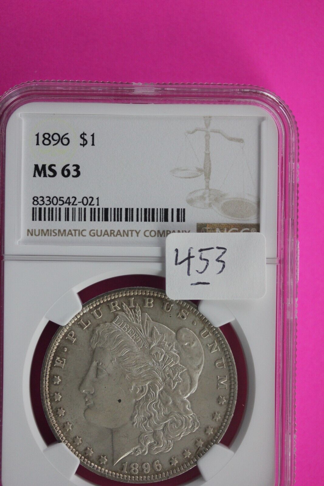 1896 P MS 63 Liberty Morgan Silver Dollar NGC Certified Graded Slab 453