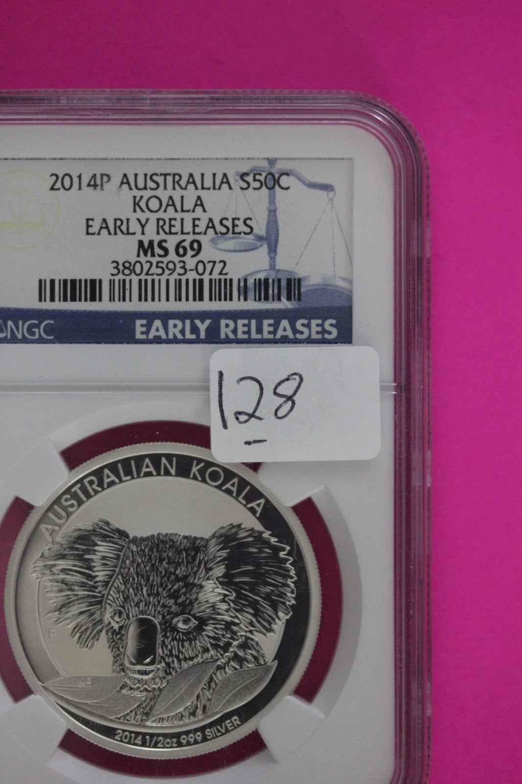 2014 P MS 69 Australia Koala 50 Cents 1/2 OZ Silver NGC Certified Graded 128