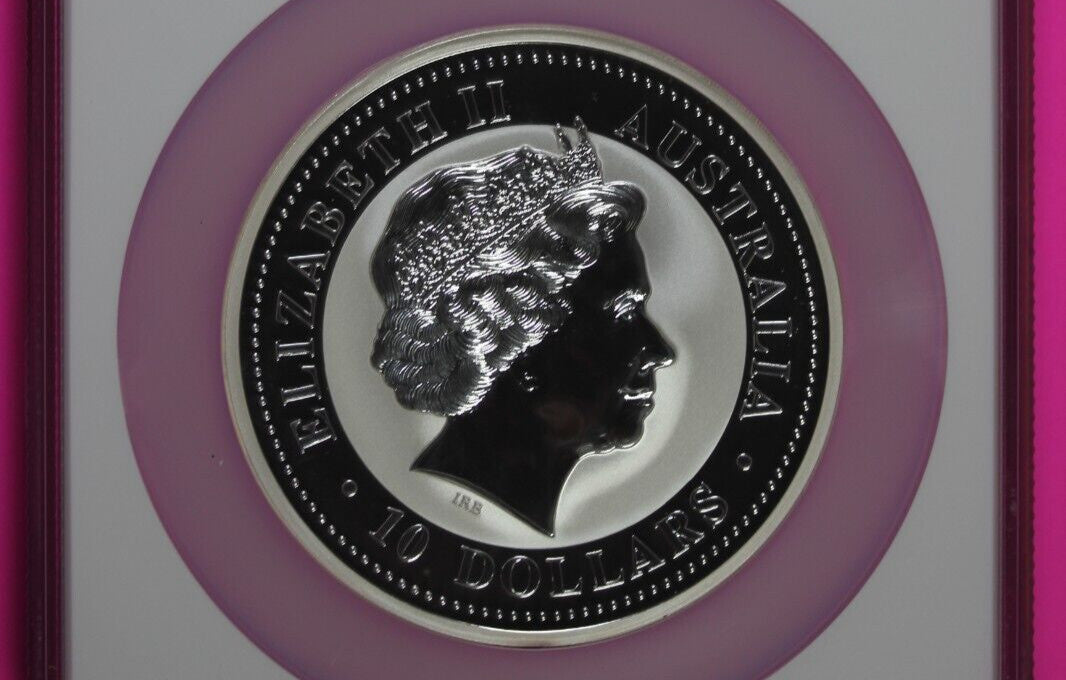 1999 MS 69 10 Ounces Silver Australia Year Of The Rabbit .999 Fine NGC Slab 7032