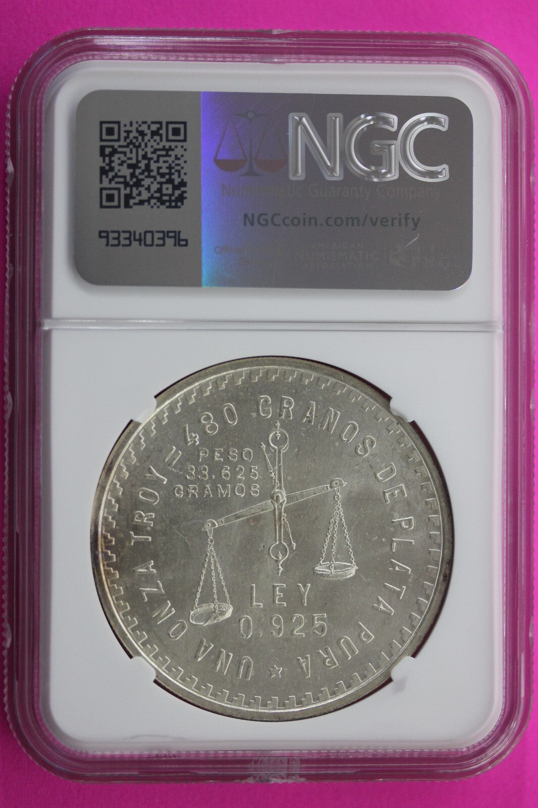1949 MS 63 Mexico 1 Onza Silver Coin NGC Certified Graded Authentic Slab 163