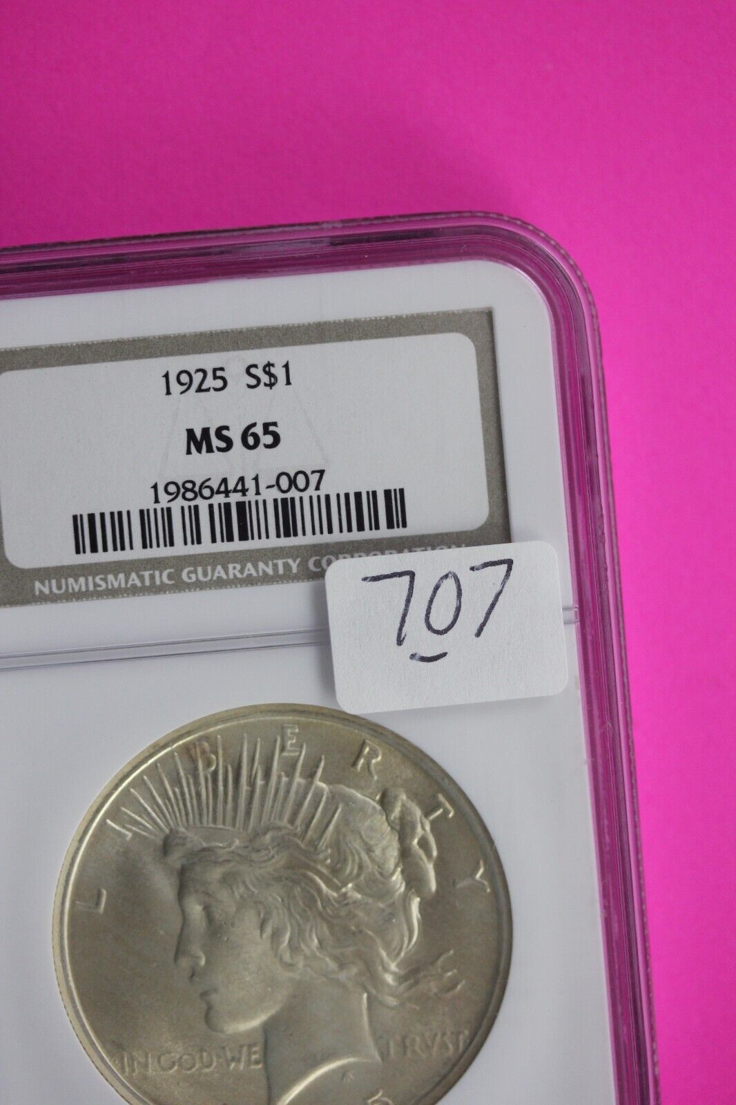 1925 P MS 65 Liberty Peace Silver Dollar NGC Certified Authentic Graded Slab 707