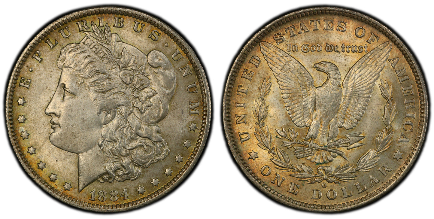 Toned 1884 O MS 63 Morgan Liberty Silver Dollar PCGS Certified Graded Slab 988