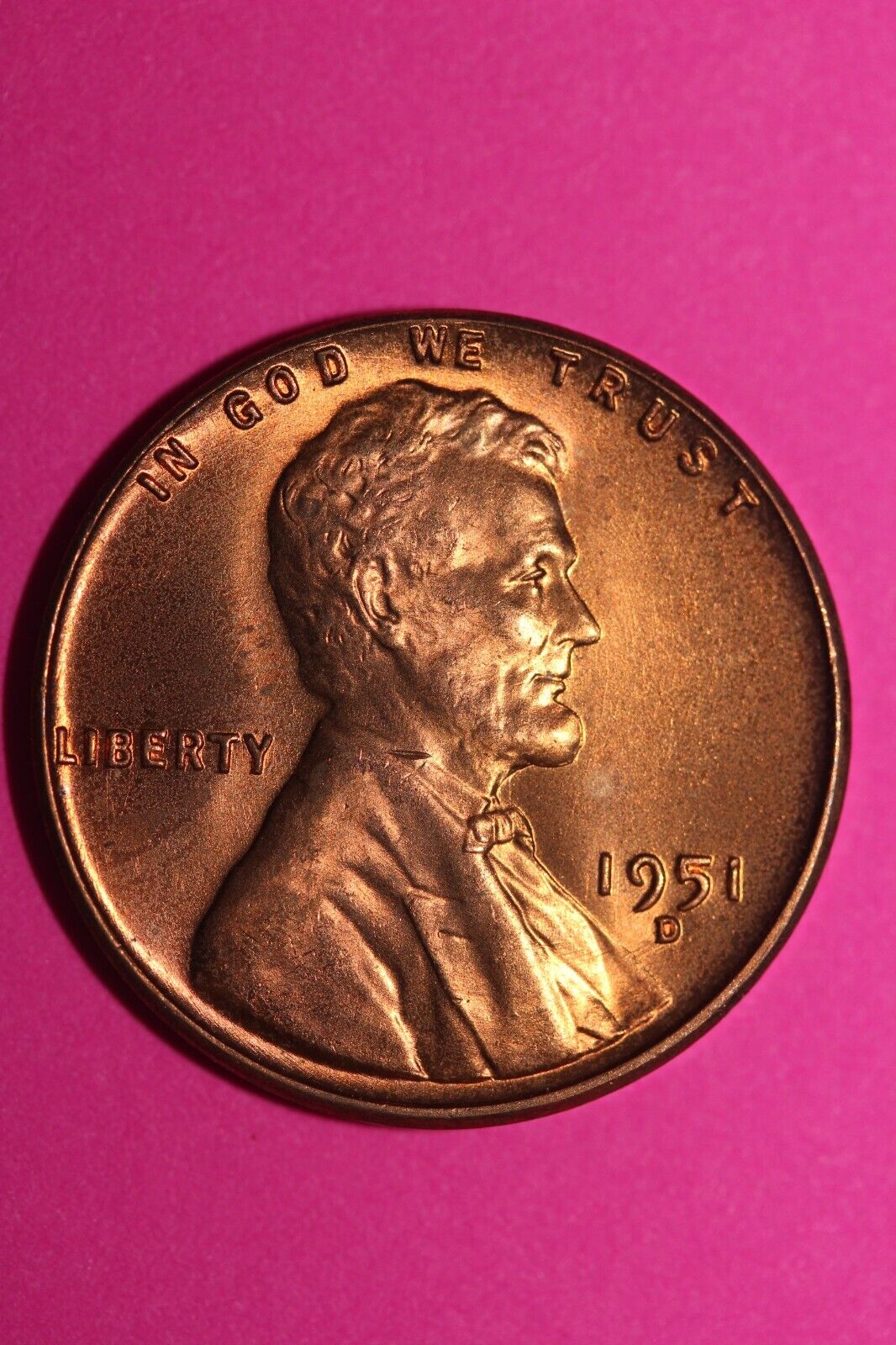 Gem Brilliant Uncirculated 1951 D Wheat Cent Lincoln Same Red Coin In Pics TOM05