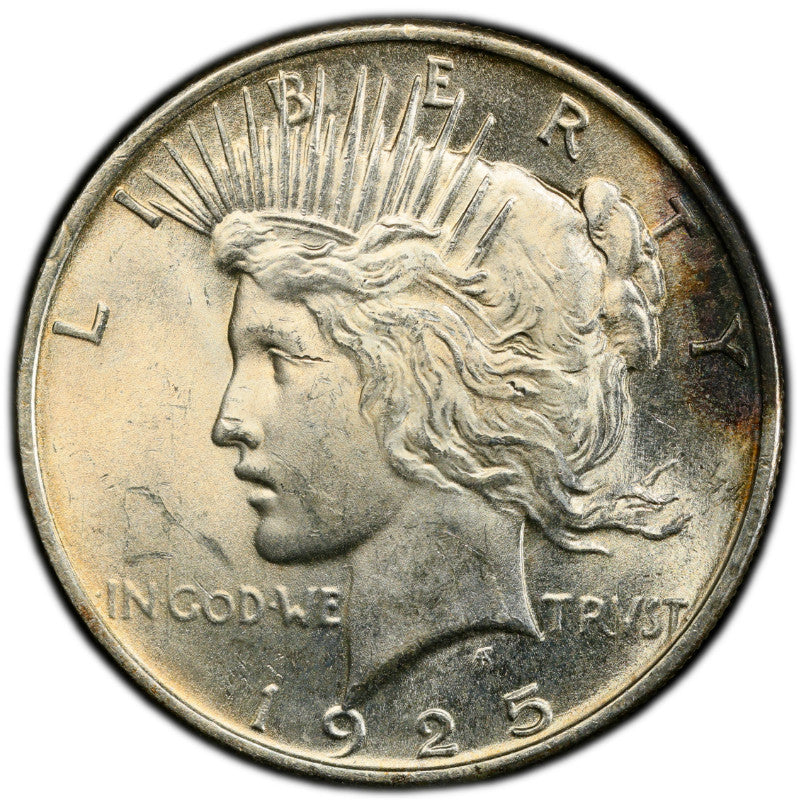 Toned 1925 P MS 62 Peace Silver Dollar PCGS Graded Certified Authentic Slab 375