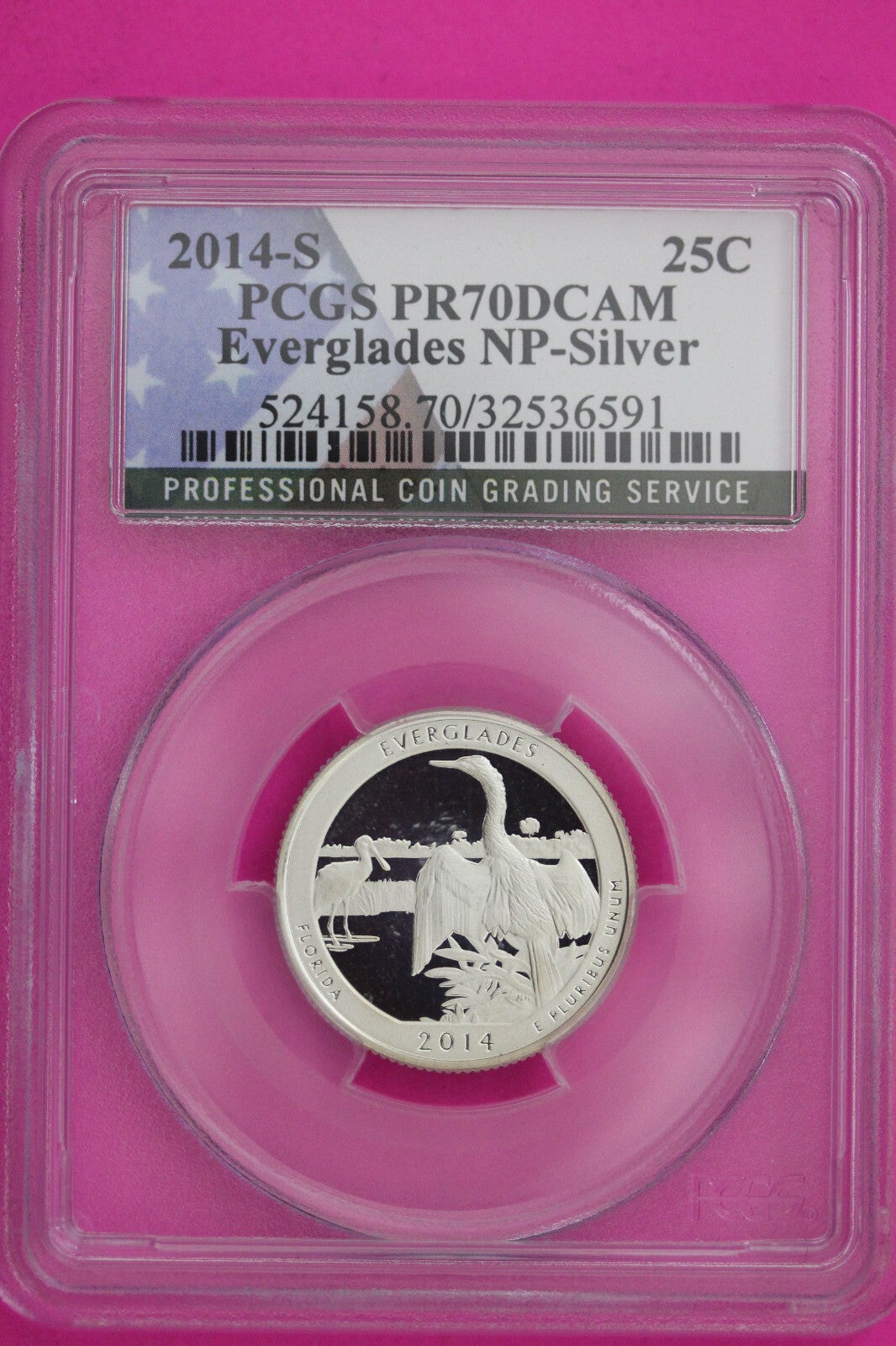 2014 S PR 70 Silver Quarter Everglades Park ATB PCGS Graded Certified Slab 829