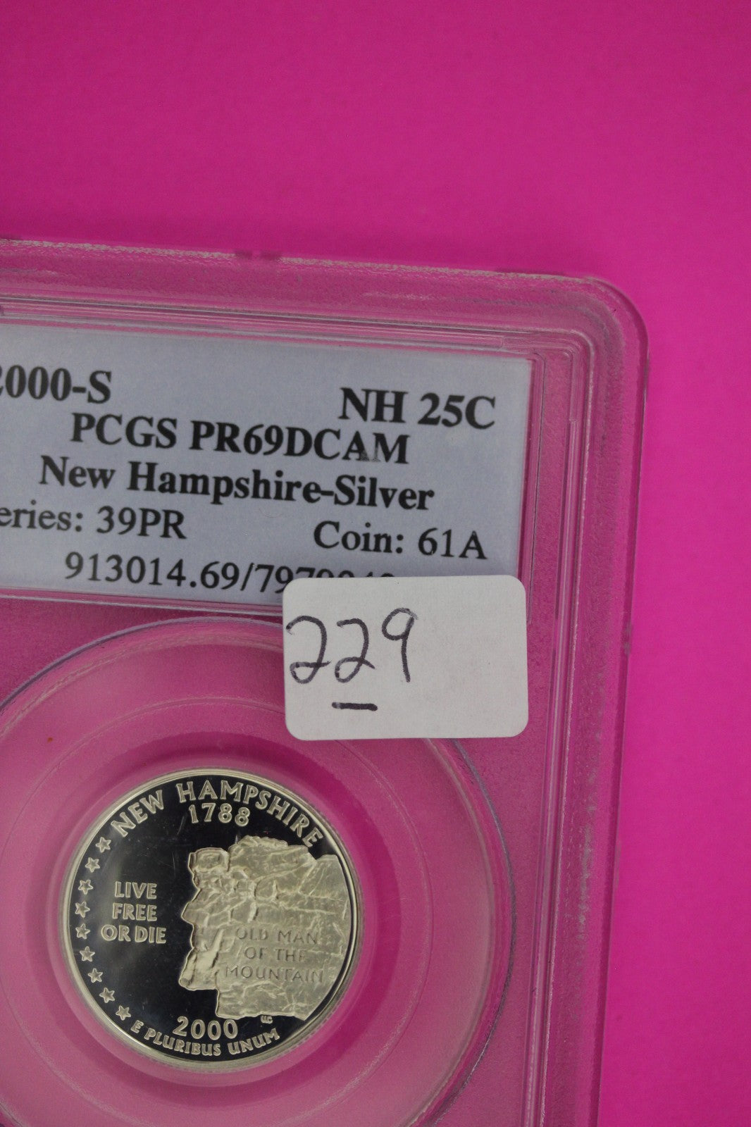 2000 S PF 69 New Hampshire Silver State Quarter PCGS Certified Authentic 229