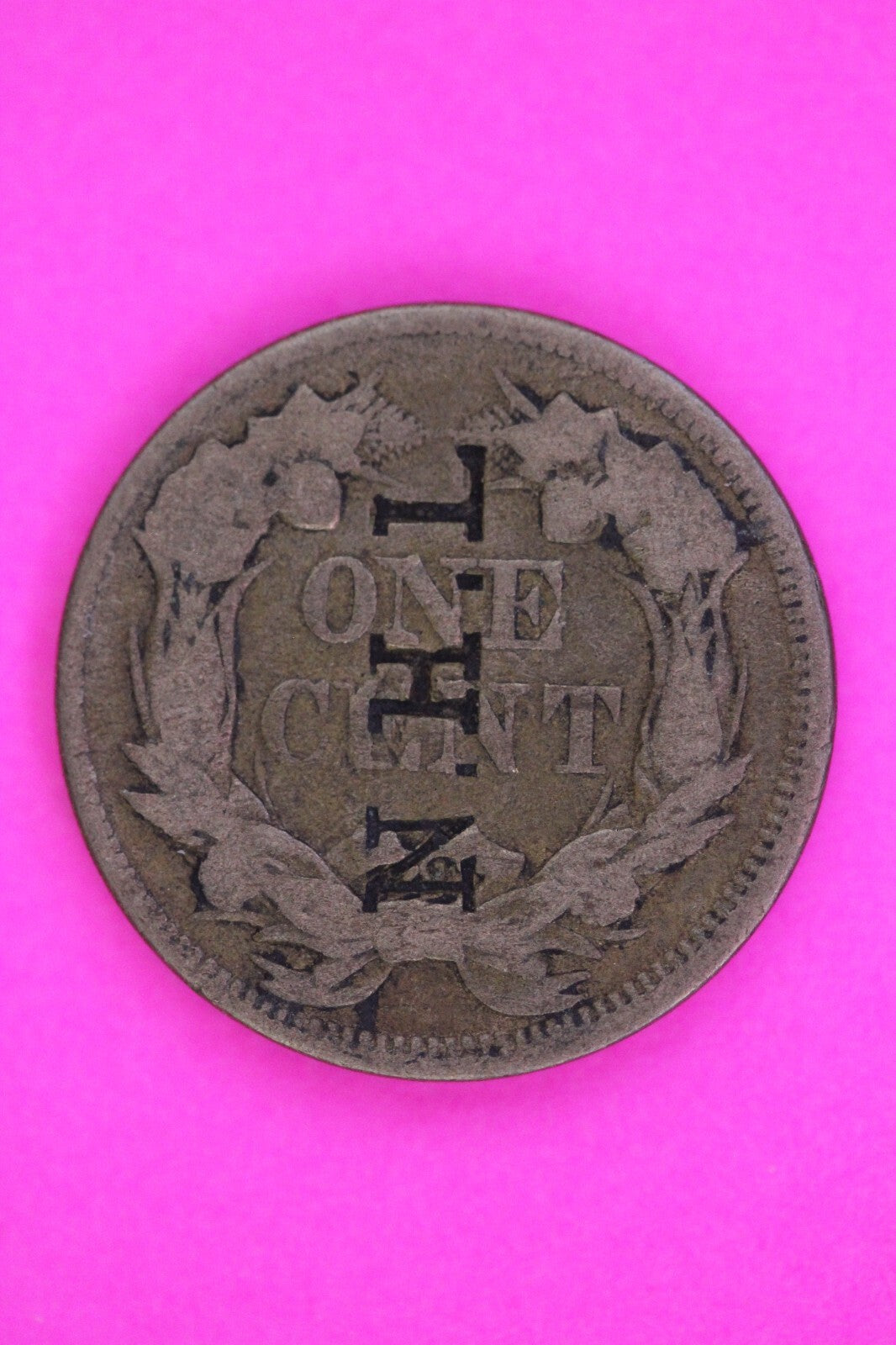 1857 Counter Stamped Cud Flying Eagle Cent Penny Exact Early Coin Pictured 70