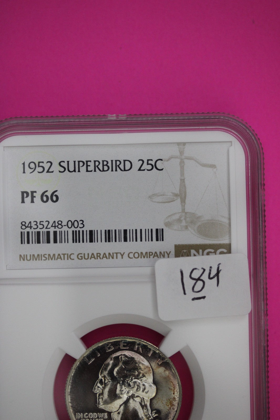 Super Bird 1953 P PF 66 Washington Silver Quarter NGC Graded Certified Slab 184