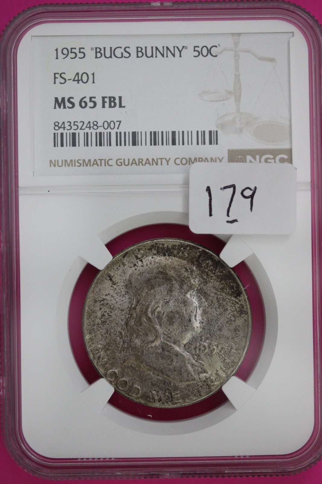 Bugs Bunny 1955 MS 65 FBL Ben Franklin Silver Half DollarFS 401 NGC Graded 179