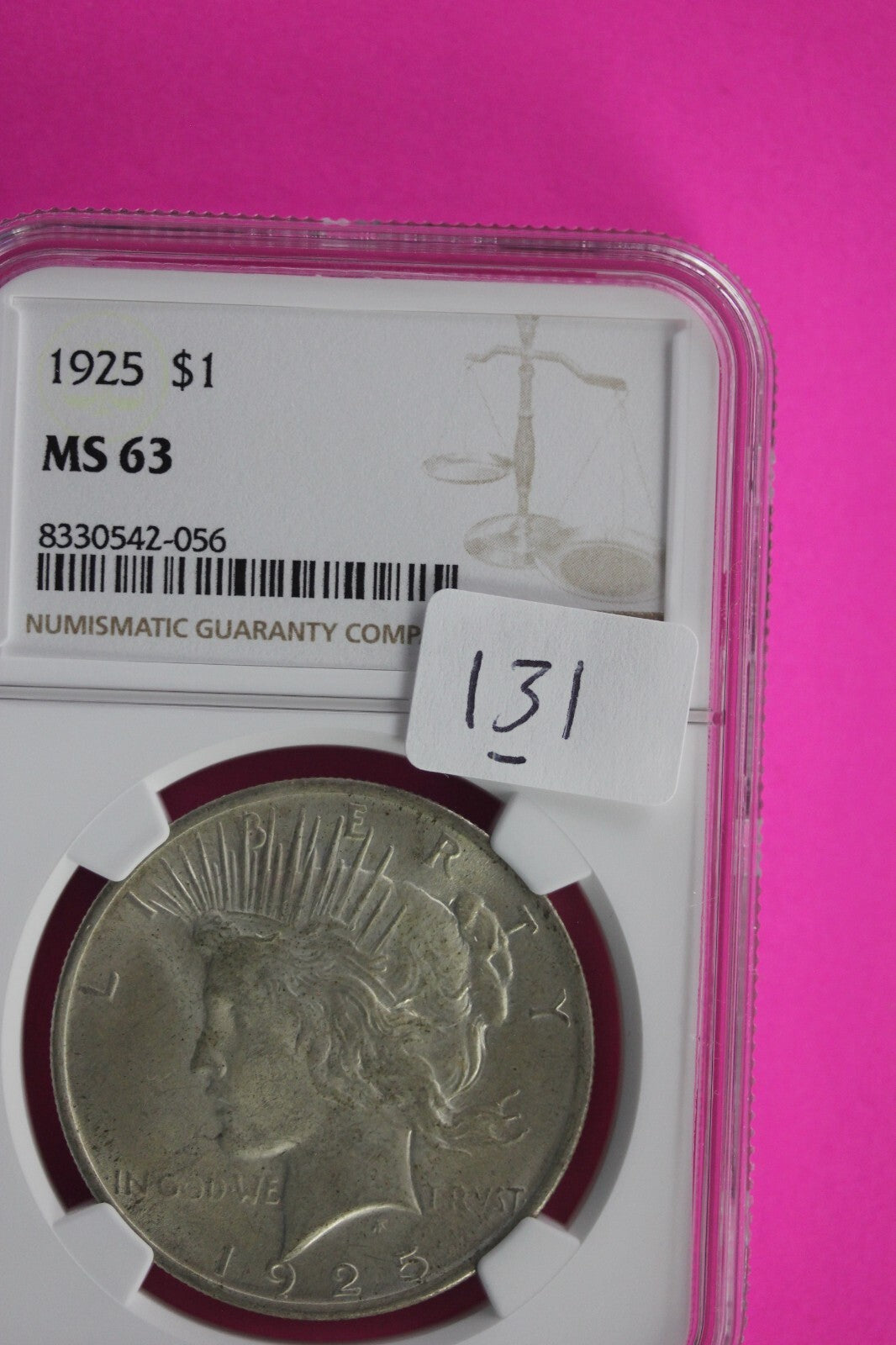 1925 P MS 63 Liberty Peace Silver Dollar NGC Certified Authentic Graded Slab 131