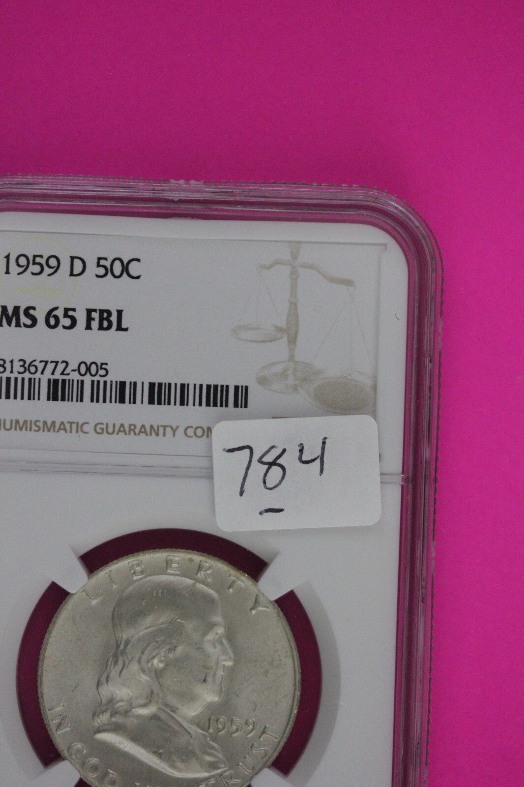 Full Bell Lines 1959 D MS 65 FBL Ben Franklin Half Dollar Silver Coin NGC 784