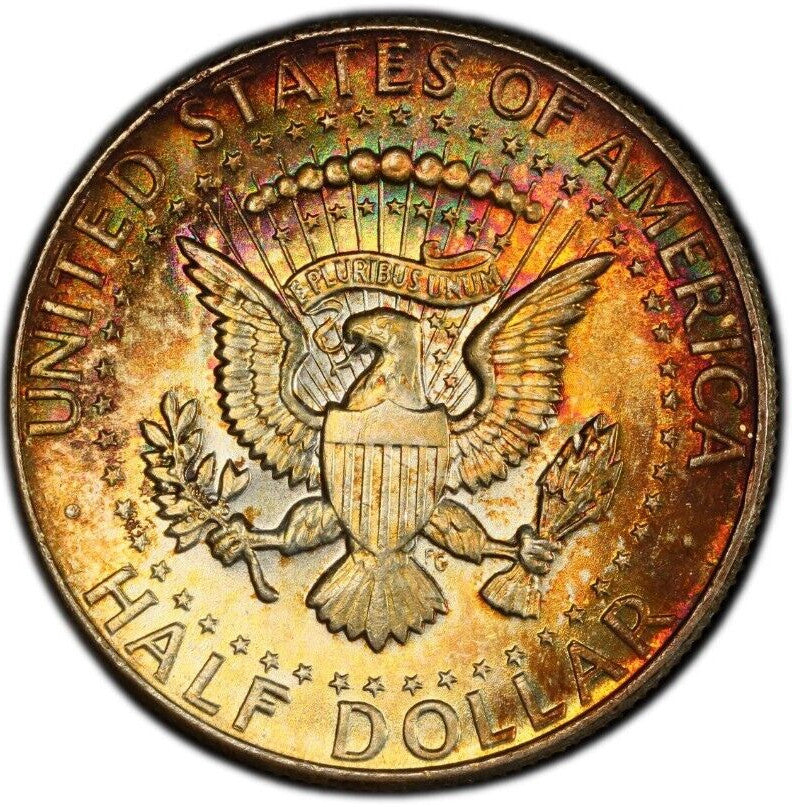 Rainbow Toned 1964 P Silver MS 65 John F Kennedy Silver Half Dollar PCGS 299