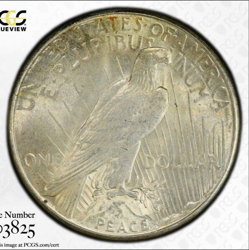 Toned 1923 S MS 62 Peace Silver Dollar PCGS Graded Certified Authentic Slab 674