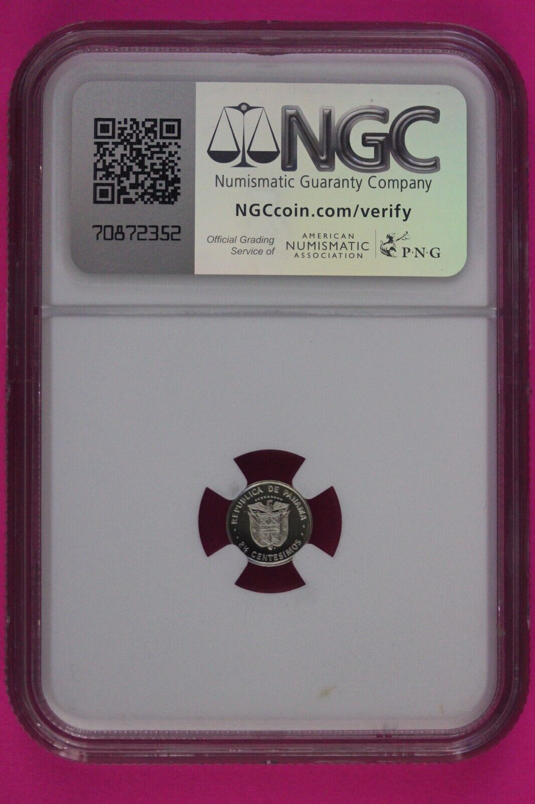 1975 Panama PF 69 Ultra Cameo Proof 2.5 Centesimos Coin NGC Certified Slab 795