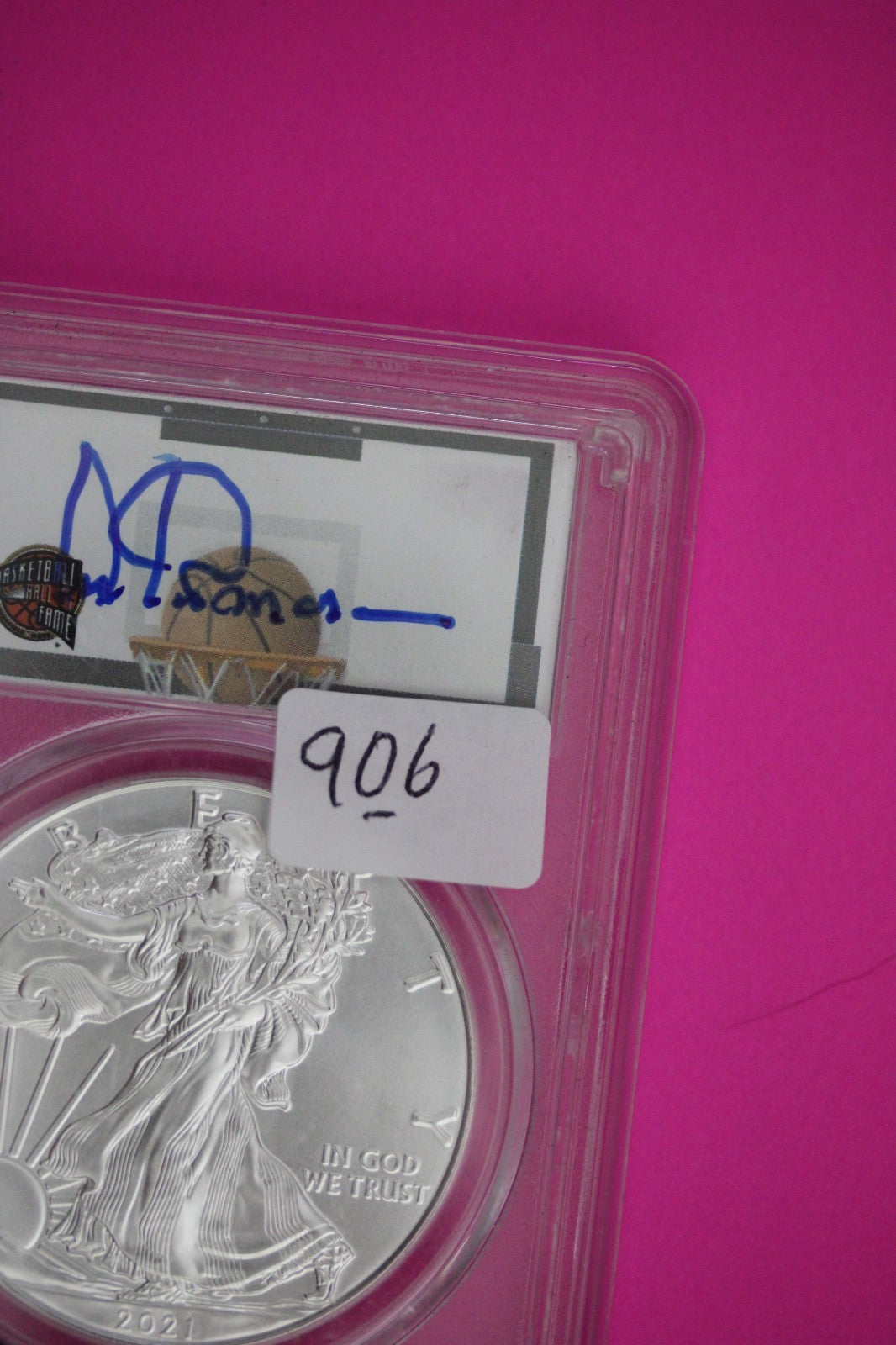 2021 (P) MS 70 Silver Eagle NMBHOF Private Collection Artis Gilmore PCGS 906