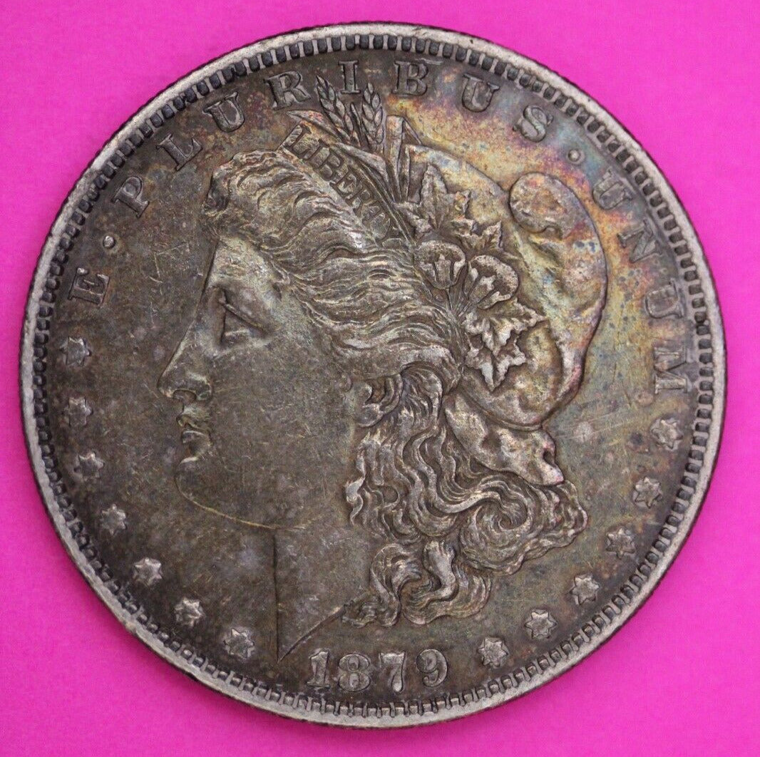Rainbow Toned 1879 P Morgan Liberty Silver Dollar Coin Philadelphia Mint 336