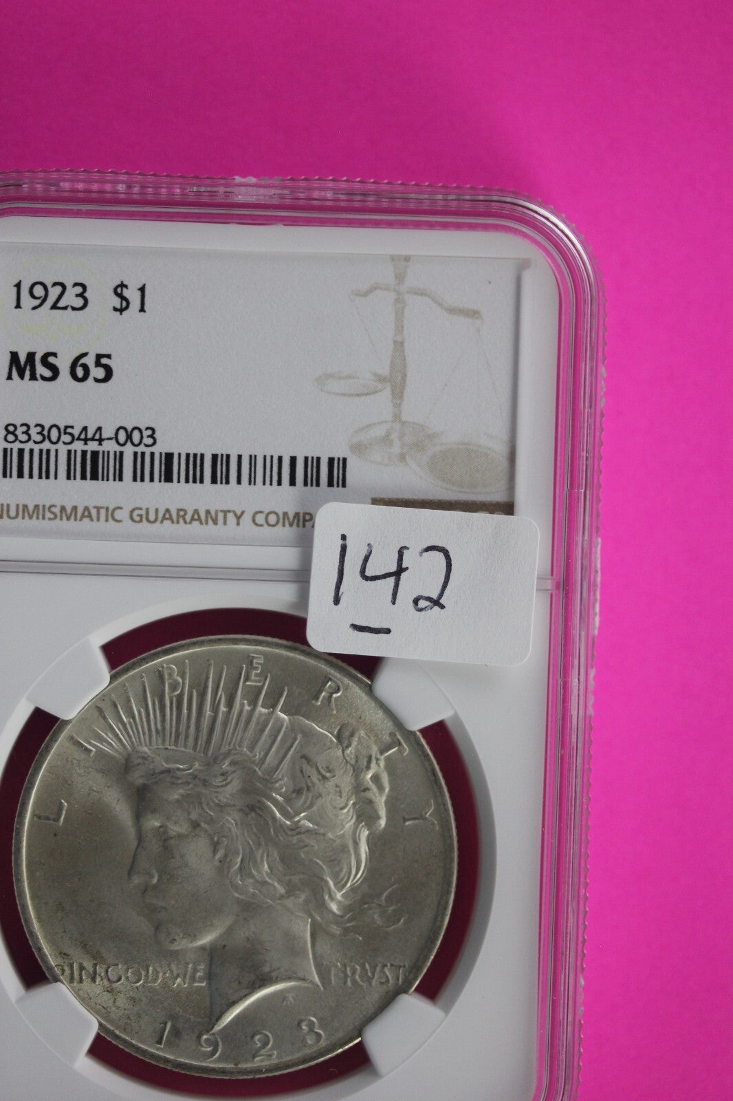 1923 P MS 65 Liberty Peace Silver Dollar NGC Certified Authentic Graded Slab 142