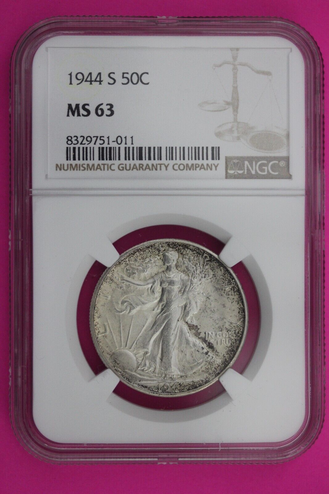 1944 S MS 63 Walking Liberty Half Dollar NGC Graded Certified Authentic 292