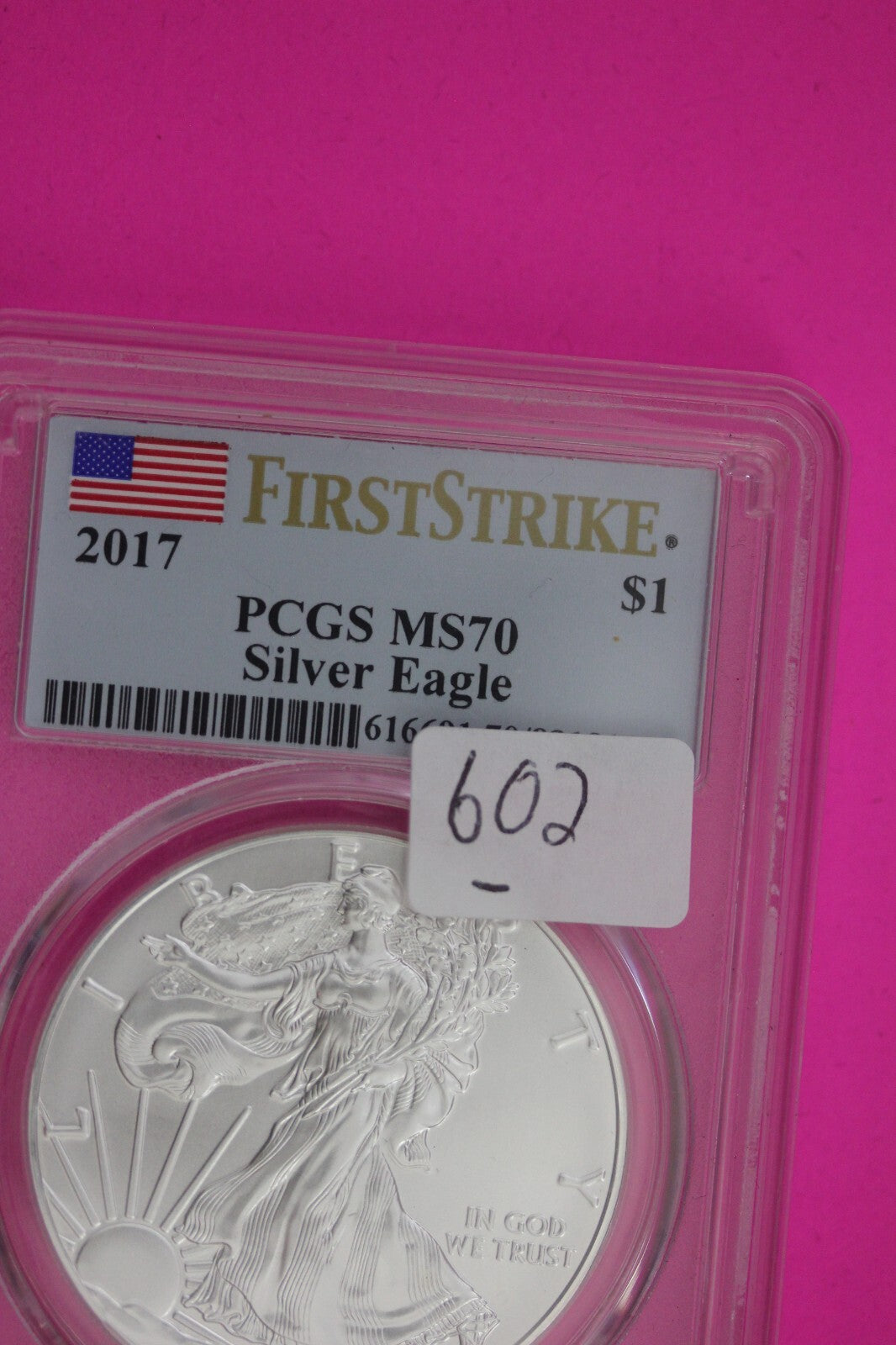 2017 MS 70 Silver Eagle Coin 1 OZ .999 PCGS Certified Graded Authentic Slab 602