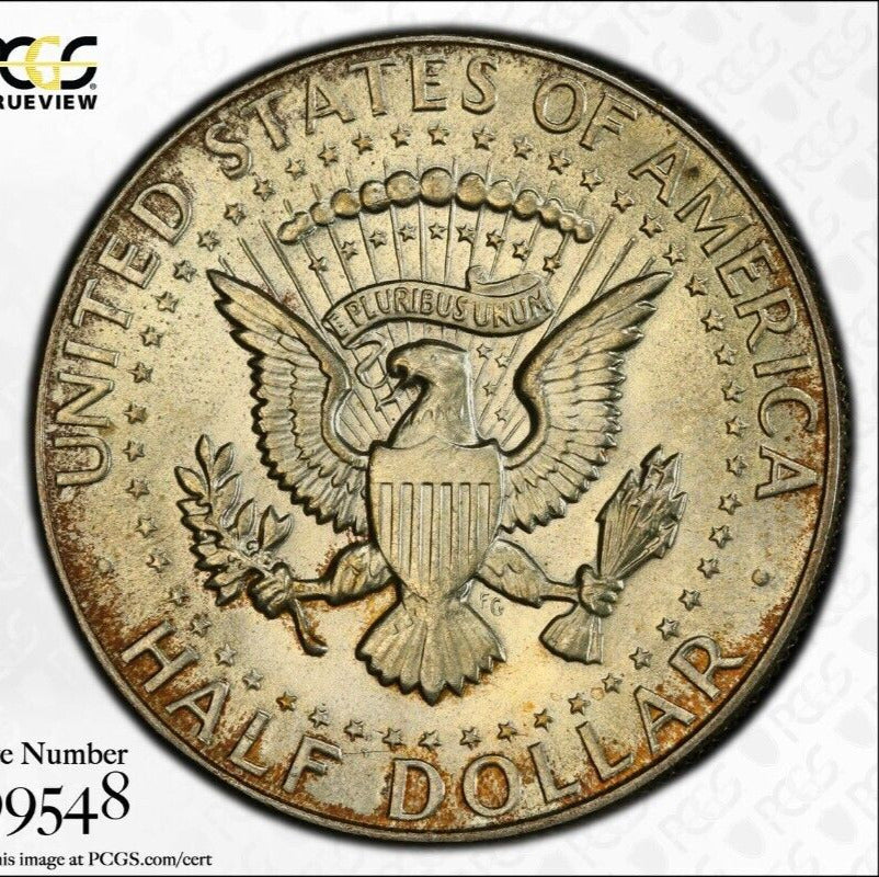 Toned 1966 Silver MS 65 John F Kennedy Silver Half Dollar PCGS Graded Slab 138