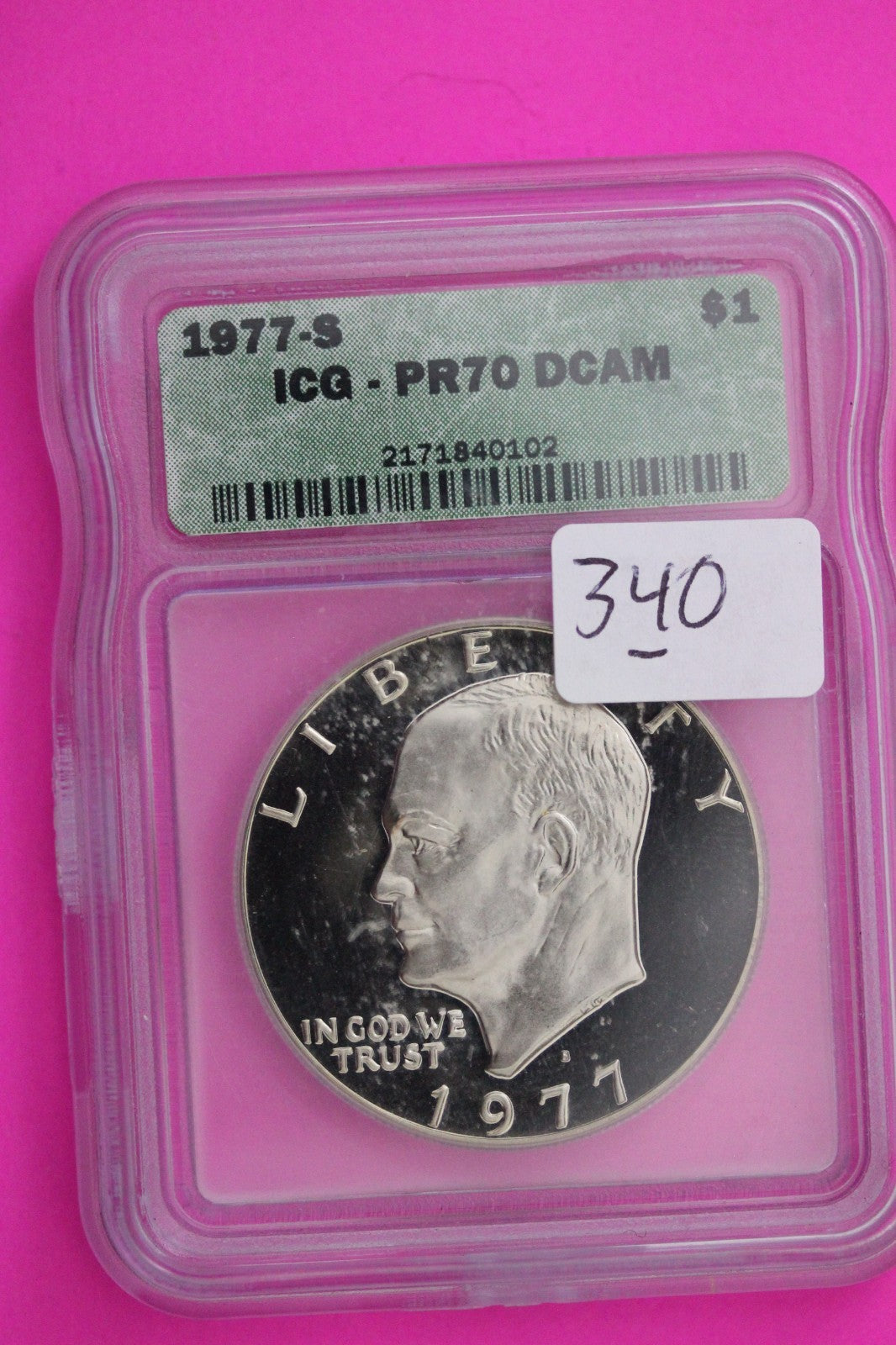 1977 S PR 70 Deep Cameo Clad Ike Eisenhower Dollar ICG Certified Graded 340