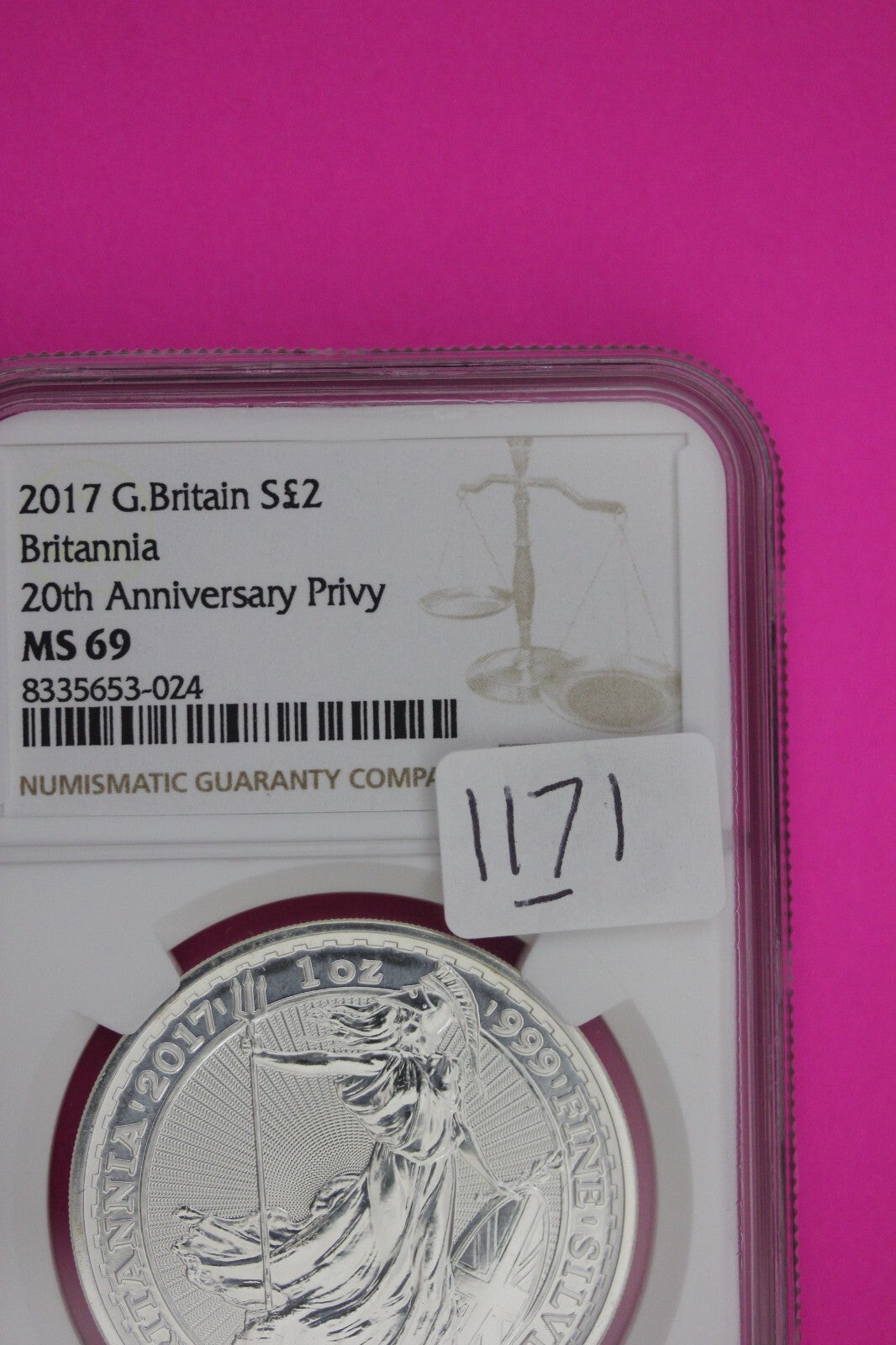2017 MS 69 Great Britain £2 Britannia 20th Anniversary Privy NGC Graded 1171