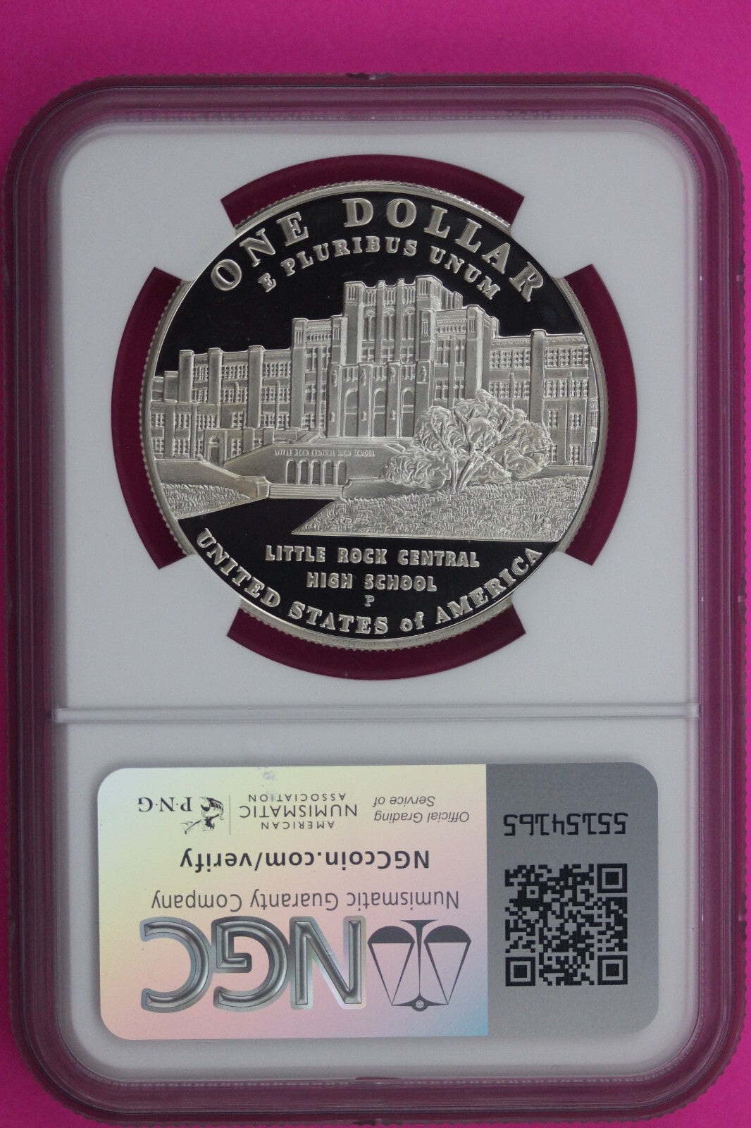 2007 P PF 69 Proof School Desegregation Commemorative Silver Dollar NGC 327