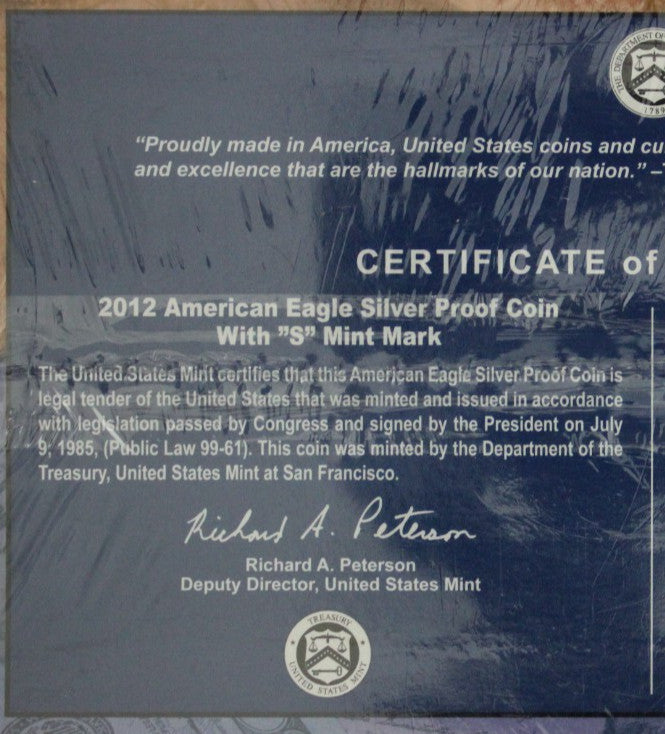 Mint Sealed 2012 Coin & Currency Set Proof 1 OZ Silver Eagle & $5 Note COA 9013