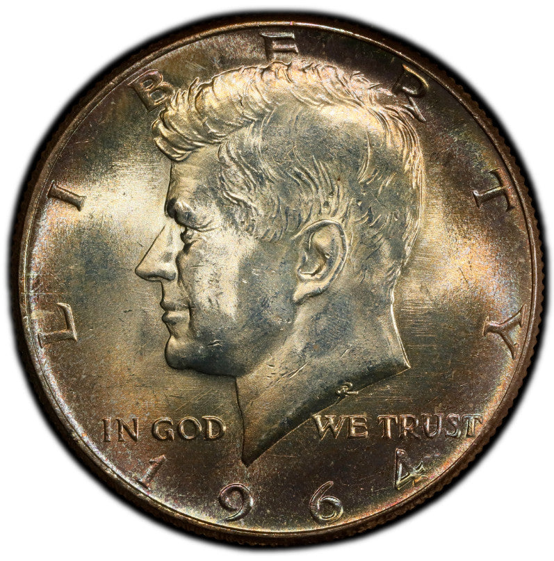 Toned 1964 P Silver MS 64 John F Kennedy Silver Half Dollar PCGS Graded 287