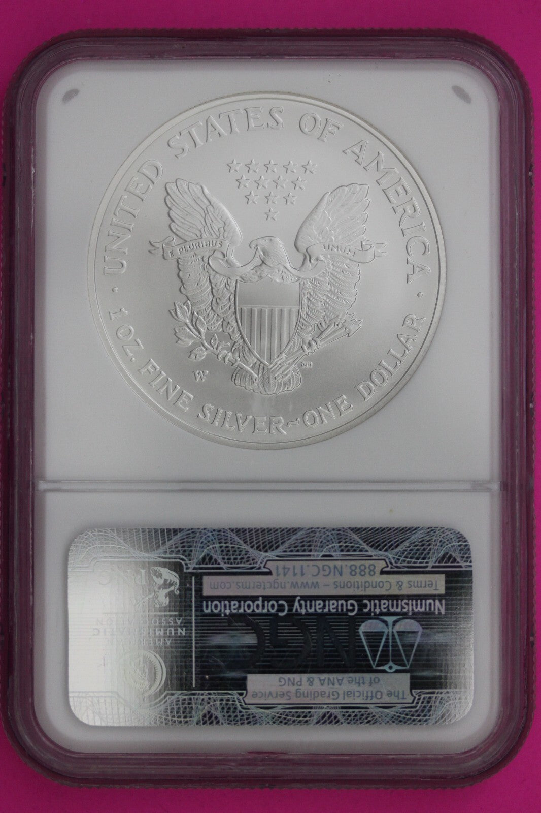 2007 W MS 69 Silver Eagle Coin 1 OZ .999 NGC Graded Certified Authentic Slab 496