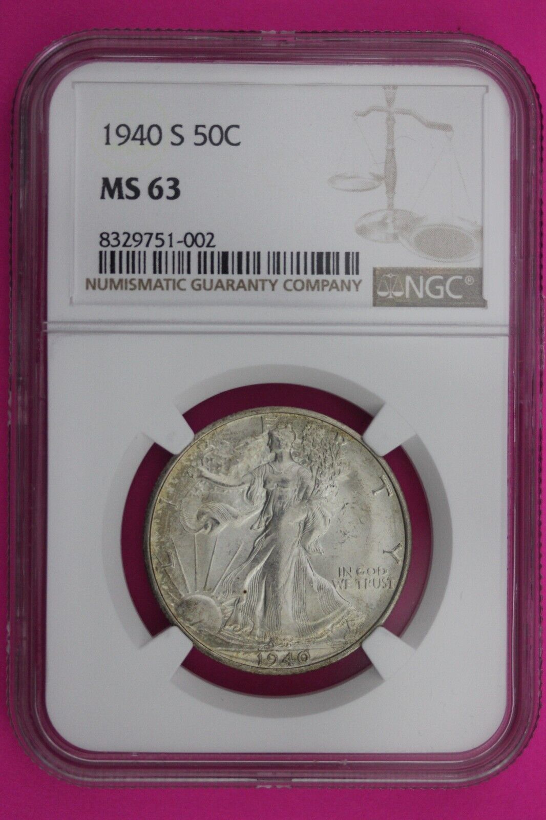 1940 S MS 63 Walking Liberty Half Dollar NGC Graded Certified Authentic 512