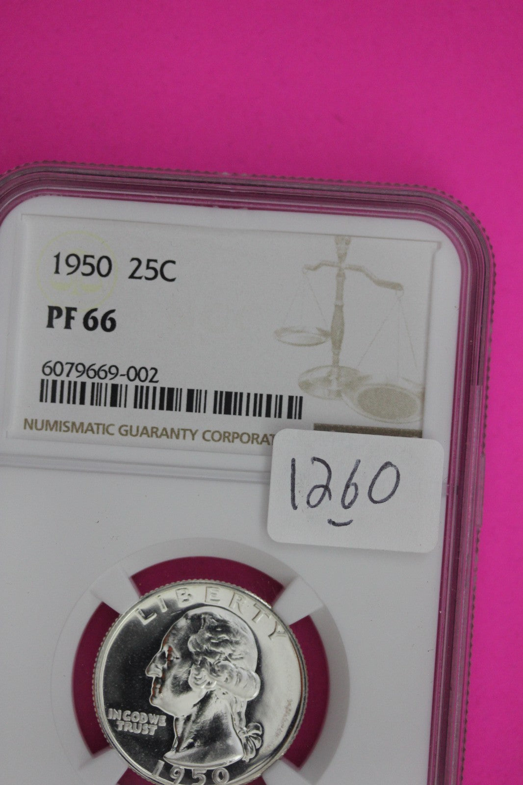1950 PF 66 Washington Silver Quarter NGC Certified Graded Authentic Slab 1260