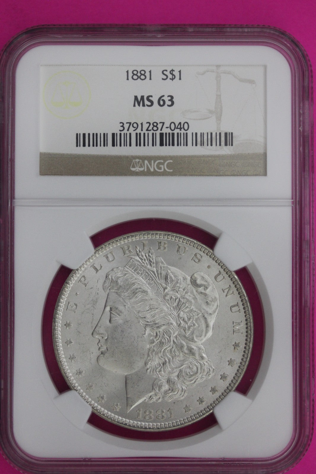 1881 P MS 63 Liberty Morgan Silver Dollar NGC Certified Graded Authentic 1102