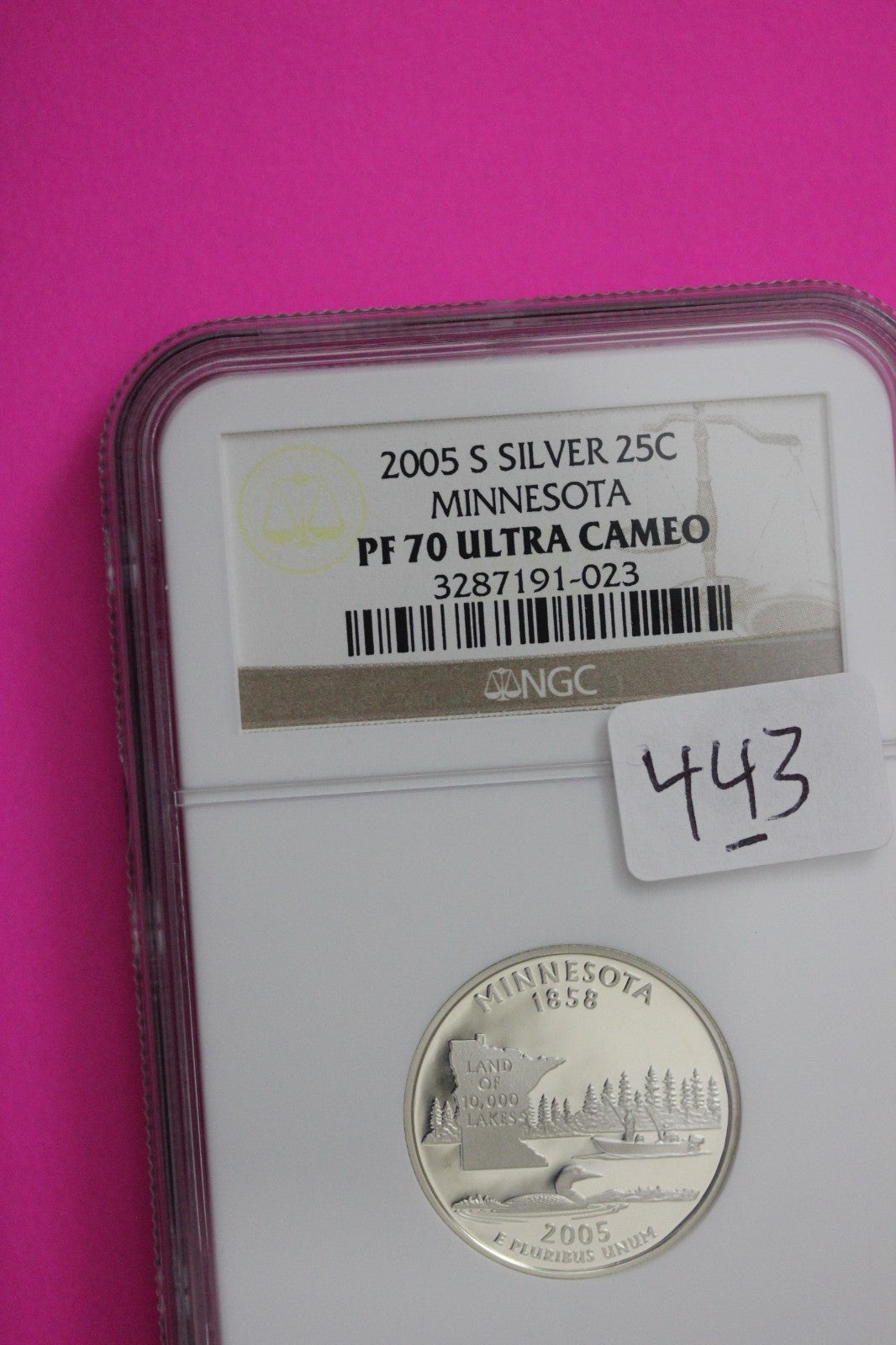 2005 S PF 70 Minnesota Silver State Quarter NGC Certified Authentic Slab 443