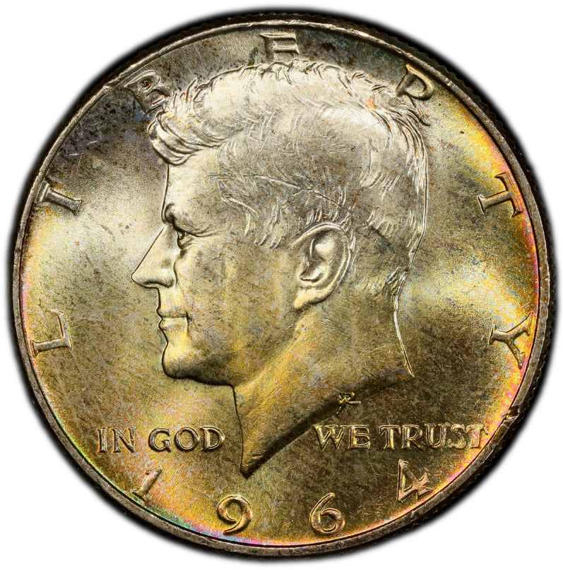 Toned 1964 P Silver MS 64 John F Kennedy Silver Half Dollar PCGS Graded 288