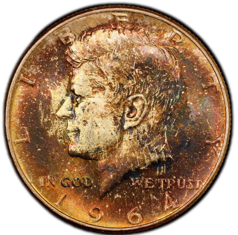 Toned 1964 P Silver MS 65 John F Kennedy Silver Half Dollar PCGS Graded 331