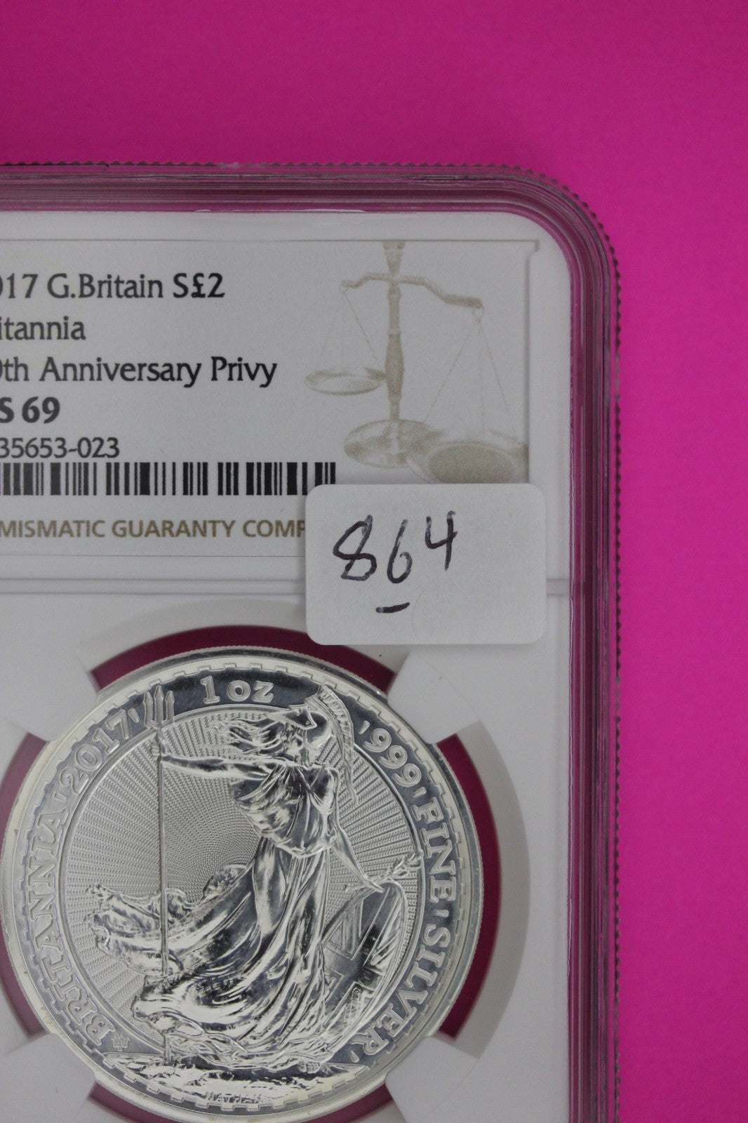 2017 MS 69 Great Britain £2 Britannia 20th Anniversary Privy NGC Graded 864