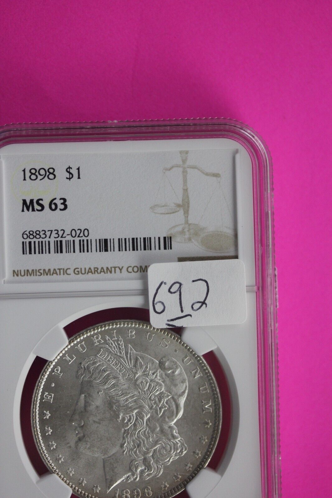 1898 P MS 63 Liberty Morgan Silver Dollar NGC Certified Slab Free Shipping 692