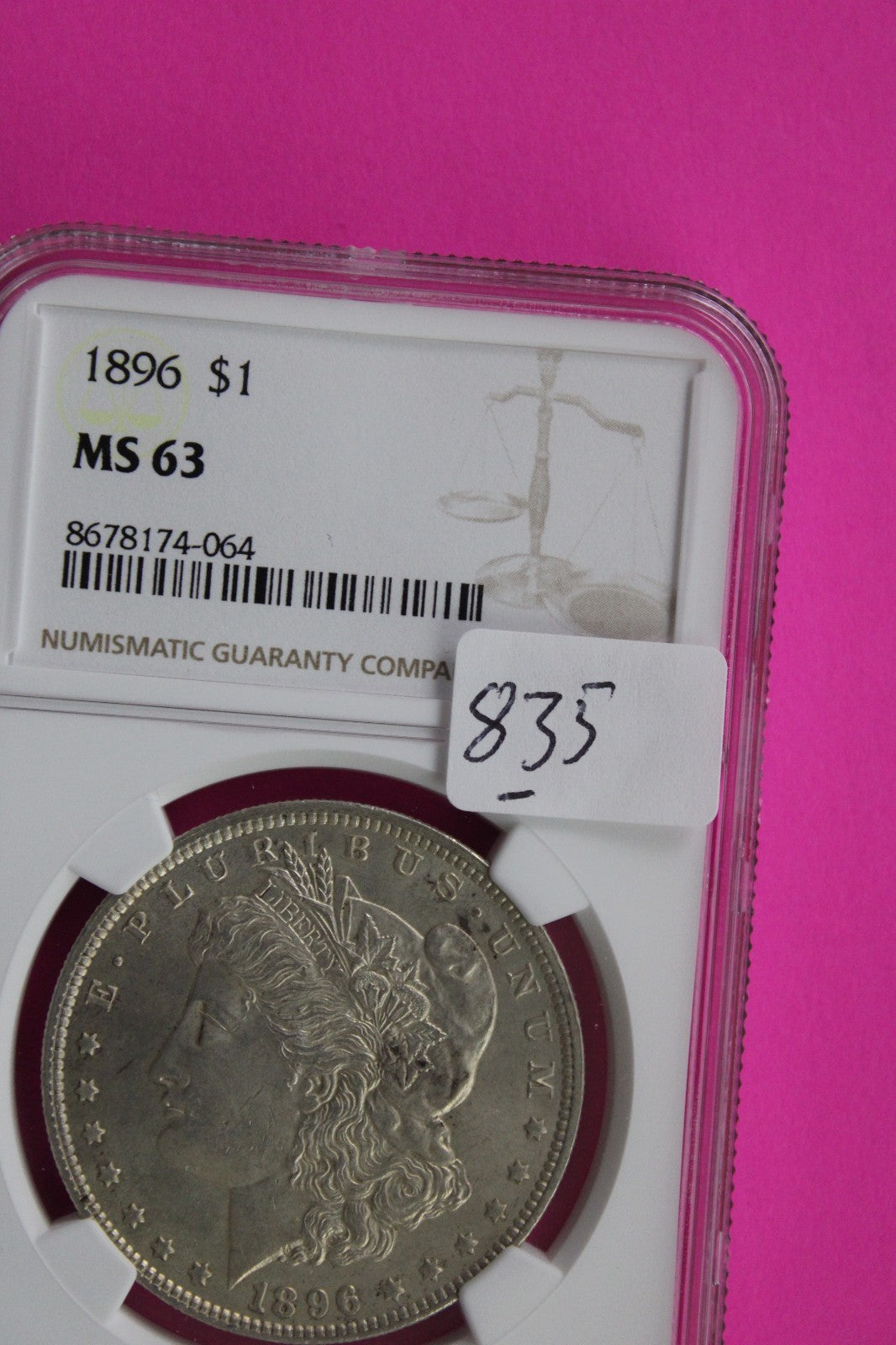 1896 P MS 63 Liberty Morgan Silver Dollar NGC Certified Graded Authentic 835